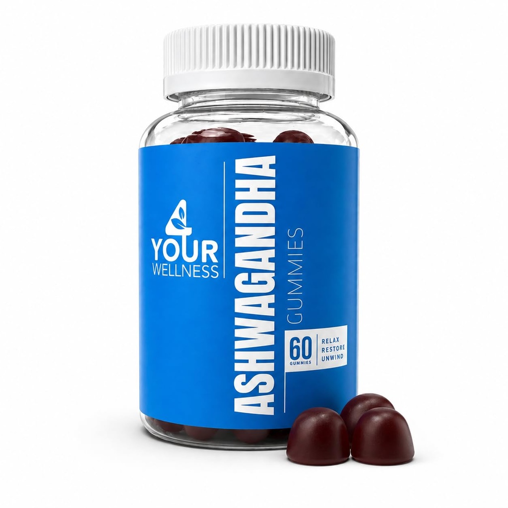 Ashwagandha Gummies Mixed Berry KSM- 66, Lions Mane, Vitamin- D, Non- GMO, Gluten- Free, Gelatine Free & Kosher (60 Greve (Pack of 1))