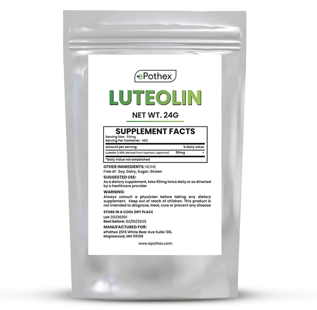 ePothex Pure Luteolin Powder 24 Grams, Brain and Nervous System Support, Promotes Immune Functionality, Maximum Absorption