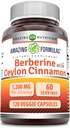 Amazing Formulas Berberine med Pure Ceylon Cinnamon 1200 Mg Per Serving Medic124; Premium Complex Supplement 124; Veggie Kapsler 124; Non-GMO Medic124; Gluten Free Medical 124; Lavet i USA (1 Pack Medical 124; 120 Tæl)