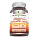 Amazing Formulas Berberine med Pure Ceylon Cinnamon 1200 Mg Per Serving Medic124; Premium Complex Supplement 124; Veggie Kapsler 124; Non-GMO Medic124; Gluten Free Medical 124; Lavet i USA (1 Pack Medical 124; 120 Tæl)