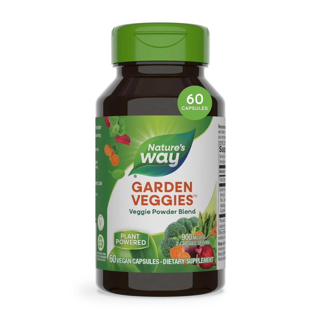 Nature 's Way Garden Veggies, Veggie Powder Blend, 900 mg per 2 - Capsule Serving, 60 Vegan Kapsler (Packaging May Vary)