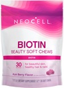 NeoCell Biotin Beauty Soft Chews, For sund hud, hår, negle, energistøtte supplement, Acai Berry Flavor, Soft Chews, 30 Greve, 1 Bag