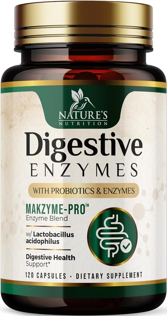 Digitale enzymer - Multi Enzyme Complex med Bromelain, Papain, Probiotika & Prebiotika til fordøjelsessygdomme, Gut Support & Bloating for Kvinder & Mænd, Enzymer til fordøjelse Support - 120 Kapsler