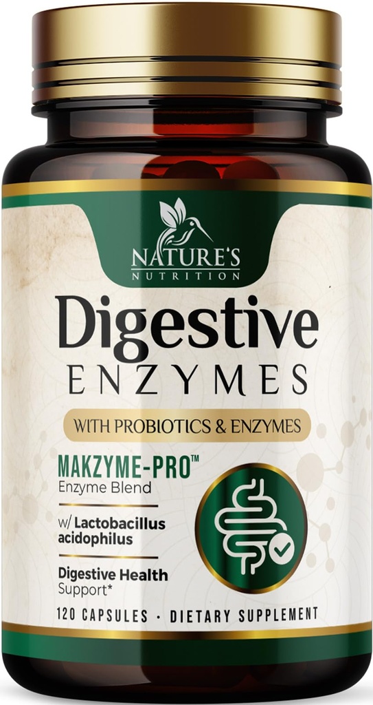 Digitale enzymer - Super Digitale Multi Enzyme Complex til Bloating & Gut Health Support med Bromelain, Papain, Probiotika & Prebiotika - Ditagestion Health Support til kvinder og mænd - 120 Kapsler