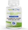 Sigma Biotics Collagen Peptider - Hydrolyserede collagen kapsler til hår, hud, negle og fælles støtte - Højstyrke Collagen Kosttilskud med type I & III - 3000 mg per servering - 120 piller