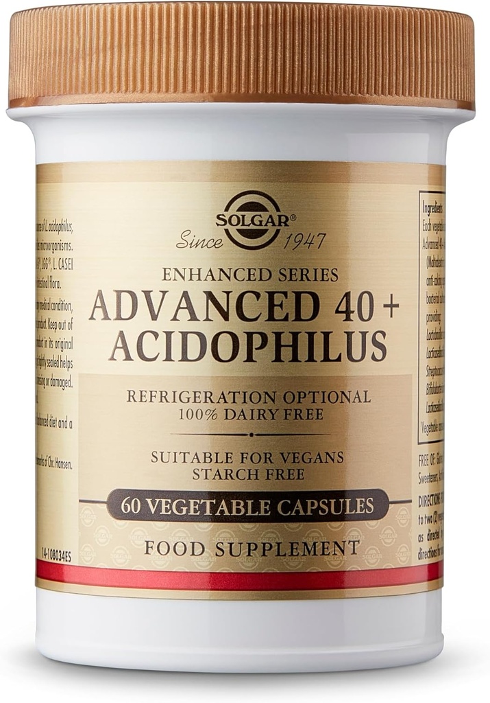 Solgar Advanced 40 + Acidophilus, 60 Vegetabilske kapsler