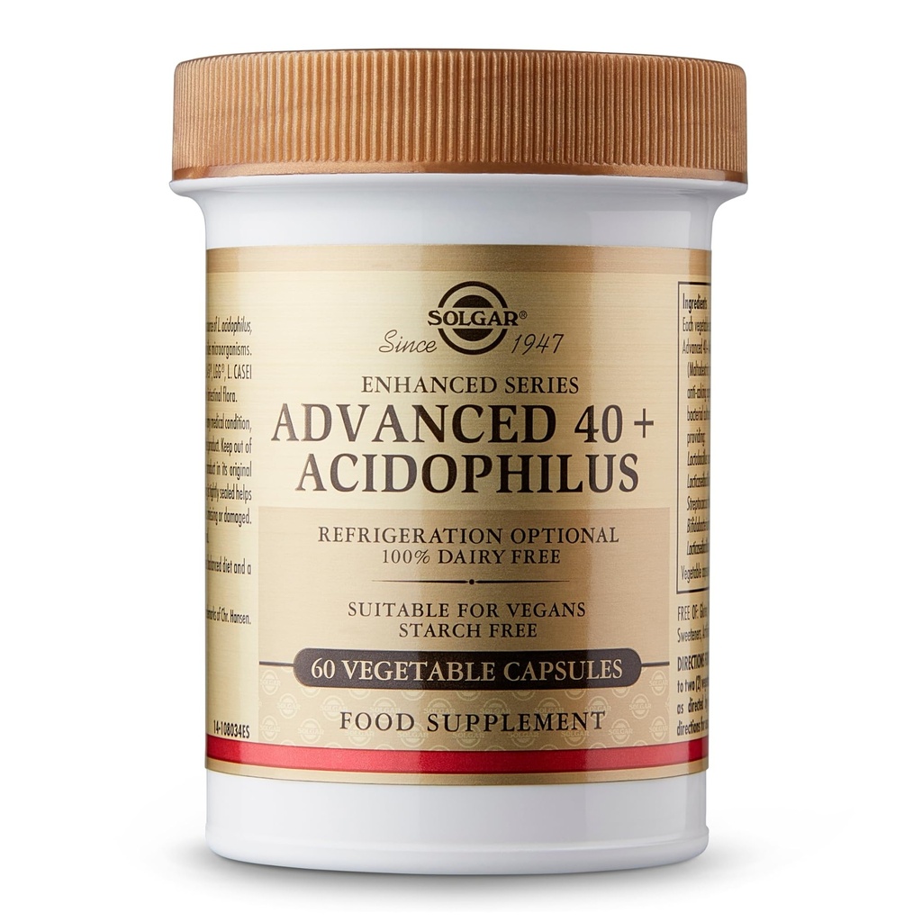 Solgar Advanced 40 + Acidophilus, 60 Vegetabilske kapsler
