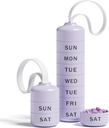 Betife Cute Pill Organizer, Cute Weekly Pill Box for Travel, Cute Daily Pill Case 7 Dag, med 7 store stablede kompartmenter, Sturdy ABS Pill Holder for Vitamin Supplement Medicine Purple