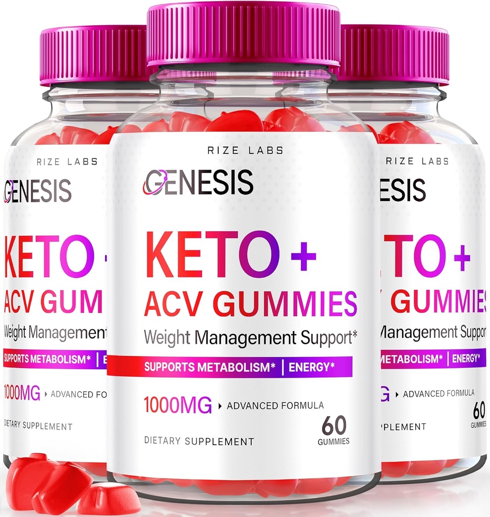 rize labs - Genesis Keto Keto + ACV Gummies, supplement til avanceret vægttab, alle naturlige ekstreme 2000mg Gummies (180 Gummies)