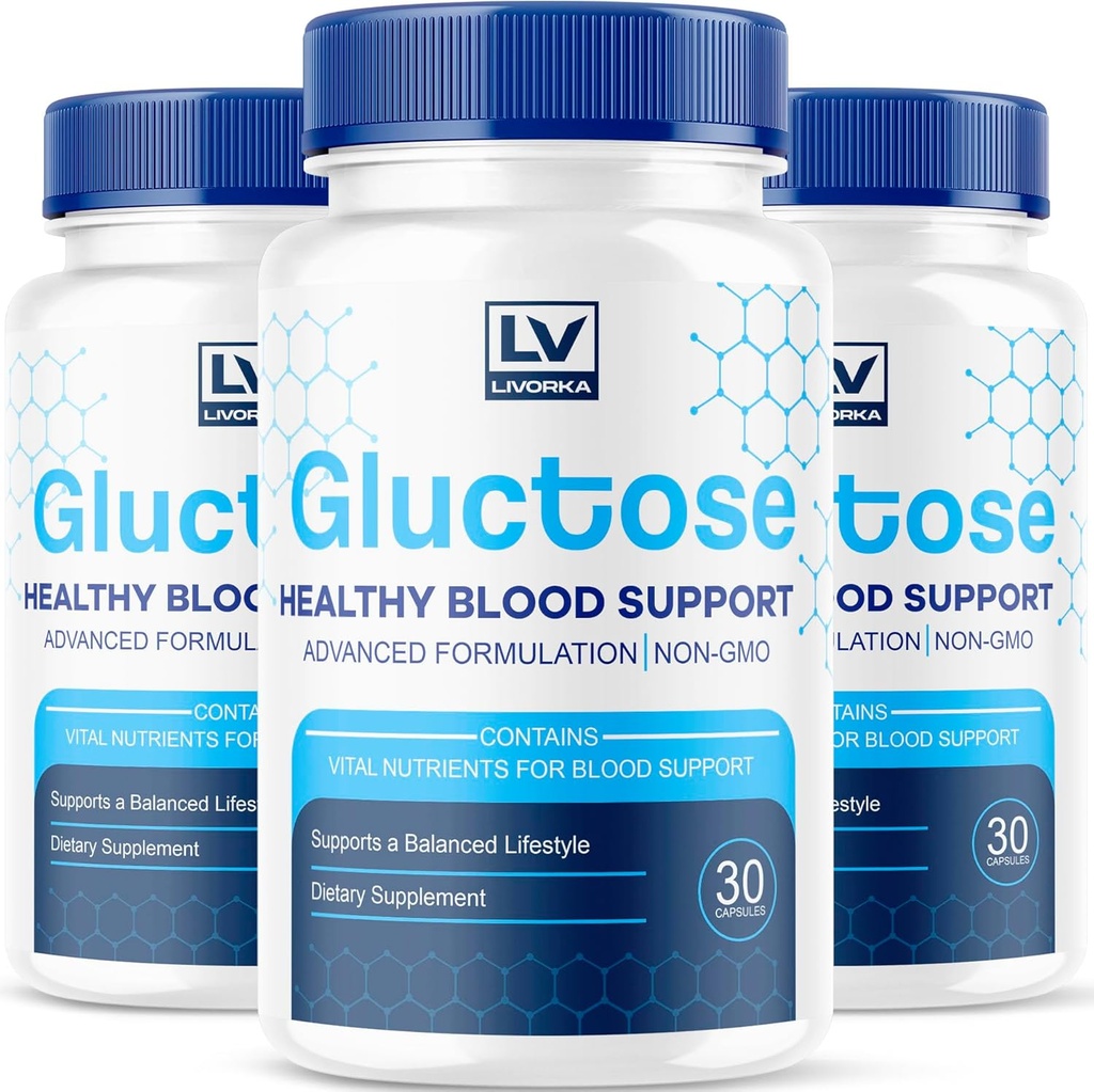 (3 Pack) Gluctose Advanced Blood Support, Gluctose, Gluctose - Advanced Blood Support Supplement, Gluctose Support Capsules - All Natural Formel, 90 Kapsler til 3 Måneder