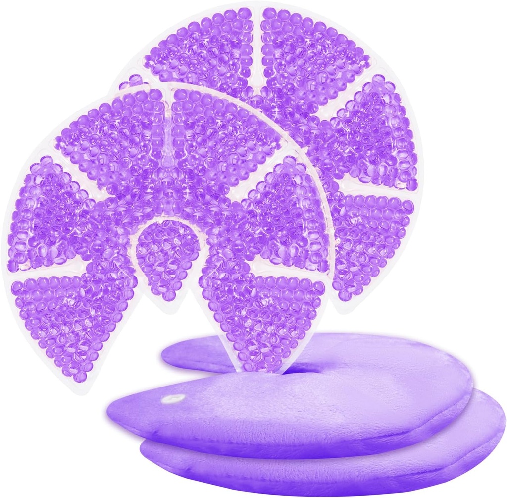 Hot / Cold Breast Gel Bead Ice Packs Breast Cooling / Heat Pads Relief for Amning, Nursing Pain, Mastitis, Engagement, Hævelse, Plugged Ducks against Milk Let- Down & Production, 2 Pack (Purple)