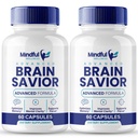 Brain Savior Brain Kosttilskud til hukommelse og fokus kapsler, BrainSavior Advanced Formel Brain Health Support - Maksimal styrke Nootropics Brain-Savior Alle naturlige support anmeldelser (2 Pack)