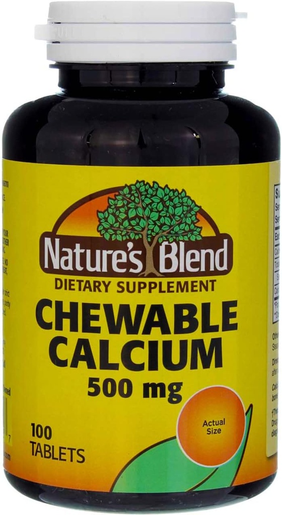 Nature's Blend Chewable Calcium 500 mg, 100 Tablets (Pack of 4)