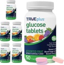 TRUEplus ® Glucose Tablets, Assorted Flavor (Grape, Hindbær, Orange) - 50ct Flaske - 6 Pack