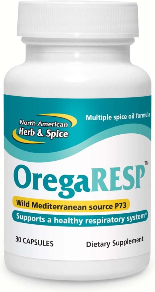 NORTH AMERICAN HERB & SPICE OregaRESP - 30 kapsler - Multipel Spice Oil Formel med Wild Mediterranean Source P73 Oregano - Sund Respiratory System Support - Non- GMO - 30 Servere