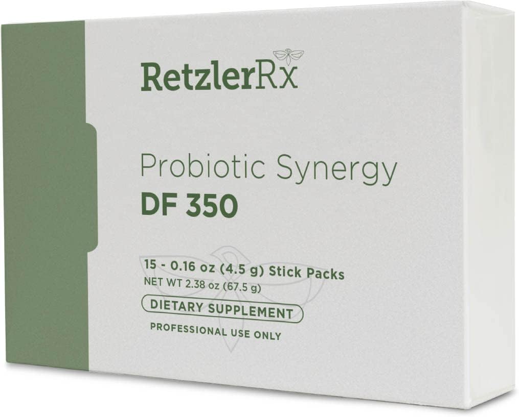 Probiotisk Synergy DF 350 ® af Dr. RetzlerRx ™ - 350 Millioner CFU - Dairy- Free, High Potency 350 CFU 18- Strain Probiotic Supplement - Understøtter immunforsvar + Gut Health (15 enkeltserveringsstick pakker)