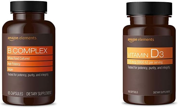Elementer B Complex (65 kapsler) og Elementer Vitamin D3 (180 Softels)