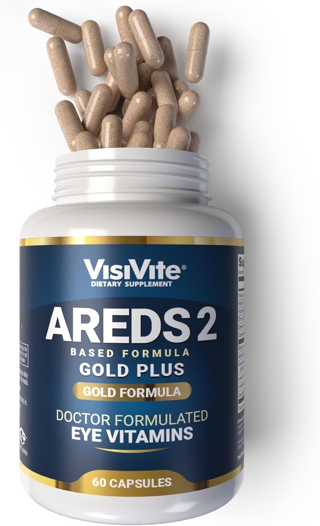 Doctor Formulated AREDS 2 Plus Eye Vitamin med Zeaxanthin Plus Lutein - Bilbær og Grape Seed Extract - Premium Eye Health Formel - 60 Eye Supplement kapsler af VisiVite Gold Plus