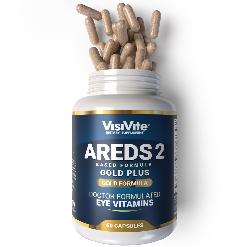 Doctor Formulated AREDS 2 Plus Eye Vitamin med Zeaxanthin Plus Lutein - Bilbær og Grape Seed Extract - Premium Eye Health Formel - 60 Eye Supplement kapsler af VisiVite Gold Plus