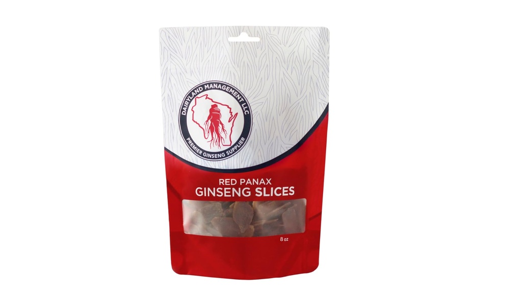 Dairyland Management LLC Red Panax Ginseng Slices - 8 oz Pack Koreansk Panax Ginseng Slices - Non-GMO, Gluten Free Red Ginseng Root - Brug denne herbal supplement i suppe, te, Congee