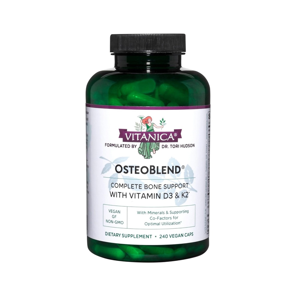 Vitanica, OsteoBlend, Knoglestøtte, Vegan, 240 kapsler