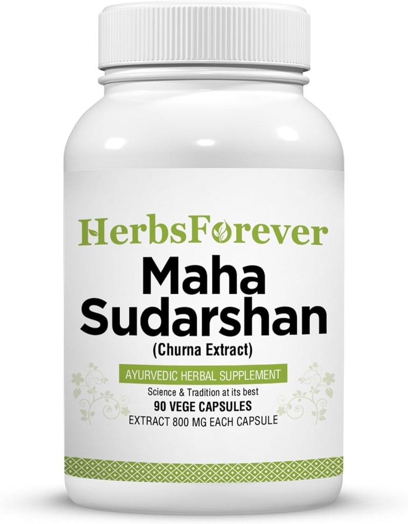 Herbseverly Maha Sudarshan Capsules against 124; Ayurvedic Herbal Formel for immunforsvar & Samlet wellness