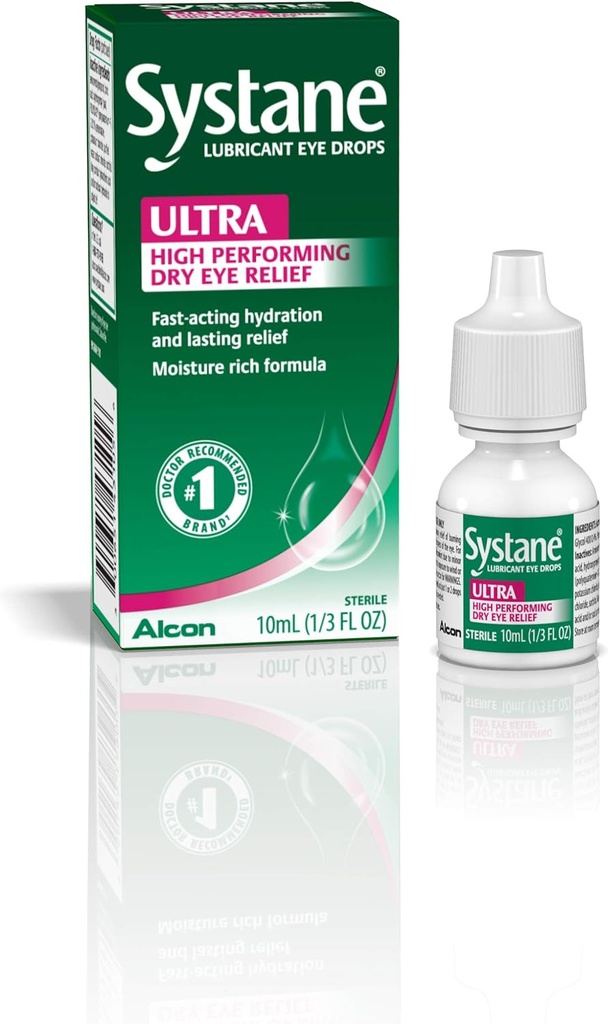 Systane Ultra smøremiddel øjendråber, kunstige tåre til tørre øjne, enkeltpakning, 10 ml
