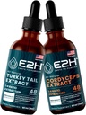 E2H: Tyrkiet Tail & Cordyceps Ekstrakter - immunforsvar, fokus, hukommelse, Clarity - Non-GMO, Vegan - 2 Fl Oz Hver (4 Fl Oz i alt) - Bundle