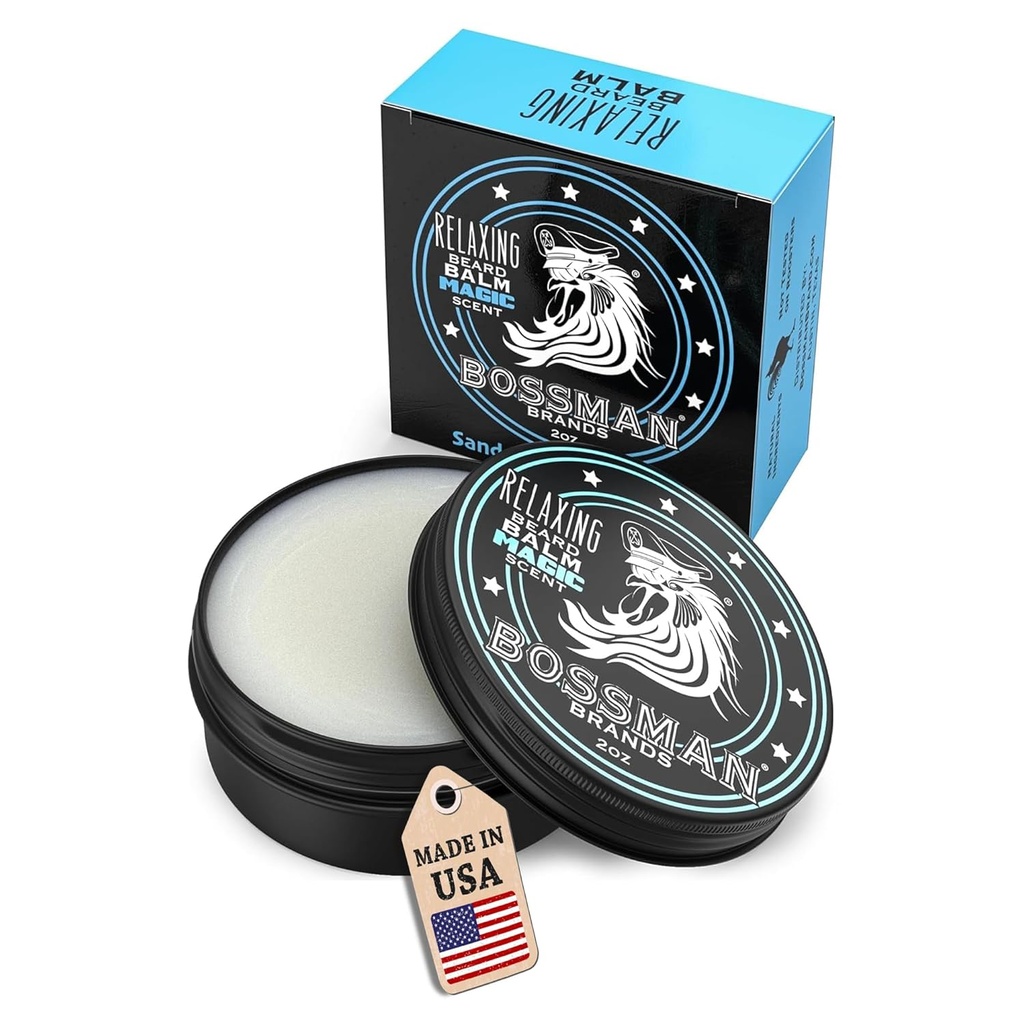 Bossman Relaxing Beard Balm for Mænd (Magic Procent) - Tames, Relaxes, Thickens & Softtens for Ultimate Beard Care - Made in USA