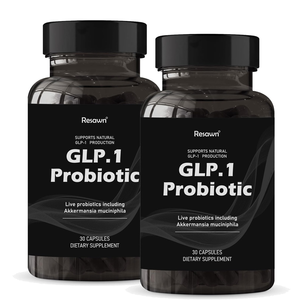 GLP-1 Probiotic 30 Capsules - 500M AFU Multi-Strain Probiotic + Prebiotic, Naturally Support GLP-1 Production & Curb Appetite, Delayed Release, Third-Party Tested, for Men & Women (2pack)