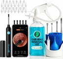 Ear Wax Removal Tool med Ear Camera af Tilcare - Øre kunstvanding Flushing System til voksne & Børn - Perfekt Øre Rengøring Kit - Inkluderer Basin, Sprøjte, Curette Kit, Håndklæde og 30 Disponible Tips