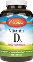 Carlson - D3- vitamin, 2000 IE (50 mcg), Knoglesundhed, muskelsundhed, Cholecalciferol, D-vitamintilskud, D3- vitamin Soft Gels, 360 Softgels