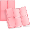 FIL Daily Pill Organizer, 7 kompartmenter Portable Pill Case Travel Pill Organizer, [Folding Design] Pill Box for Purse Pocket til at holde Vitaminer, Torve Lever Olie, Kosttilskud og Medicin-Clear Red
