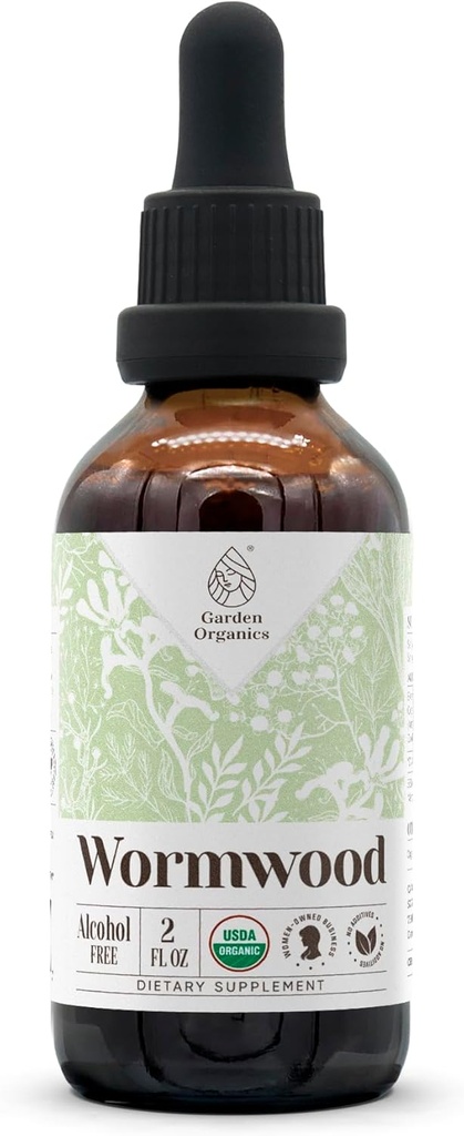 Ormwood USDA Organic Alcohol- Free Extract MSD 124; Kosttilskud, højpotens Tinktur MSD 124; Natural Certified Organic Wormwood (Artemisia Absinthium) Tørret urt (2 oz)