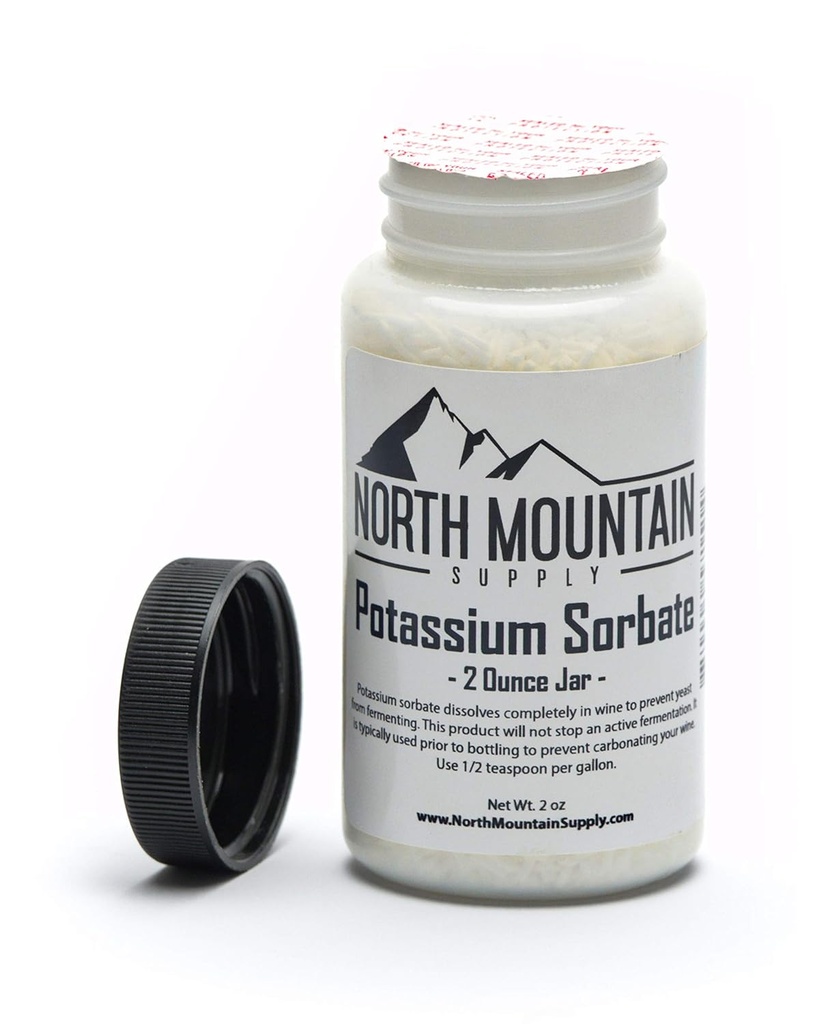 North Mountain Supply Food Grade Kalium Sorbat Stabilizer - 2 Ounce Jar (pakke med 2)