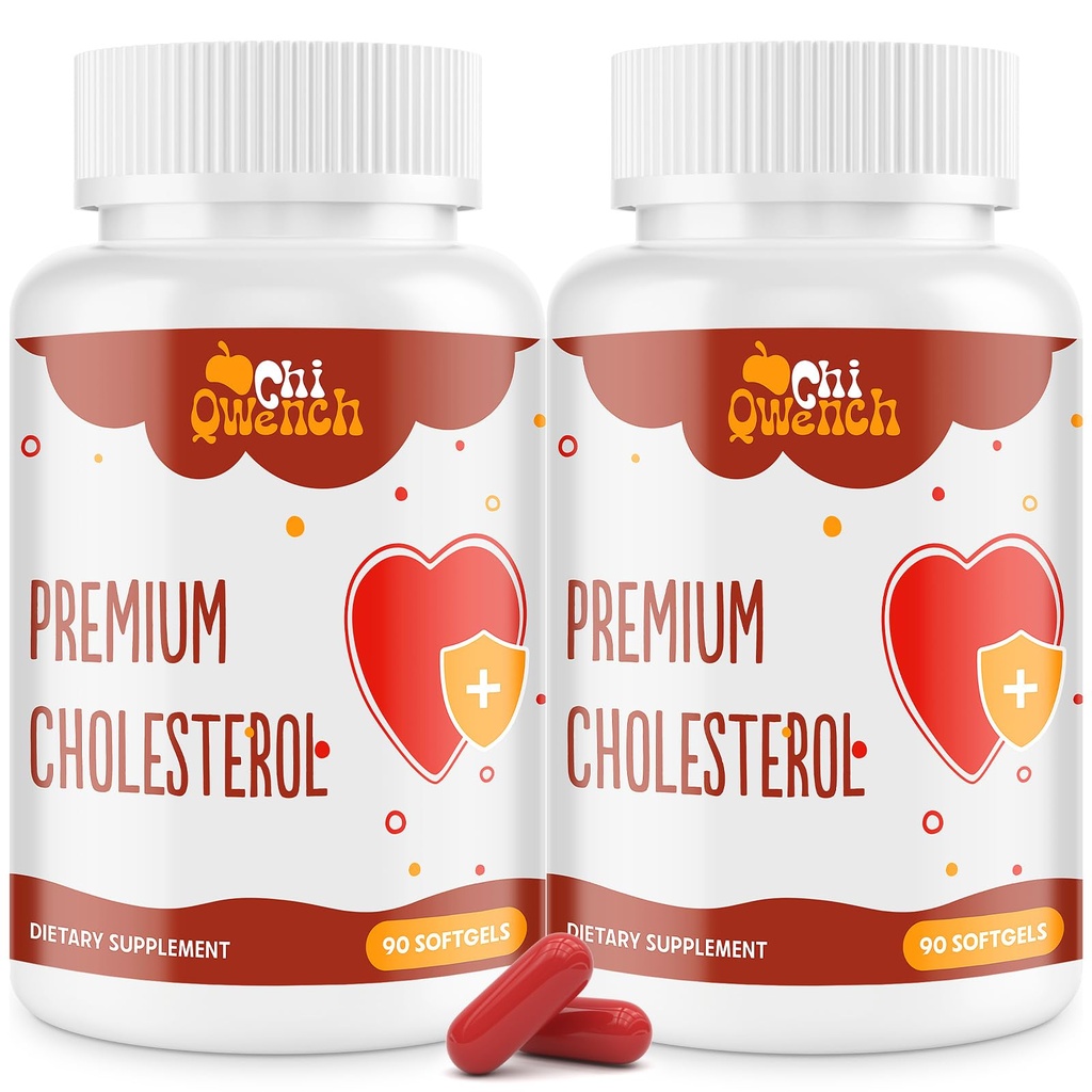 Kolesterol Kosttilskud med Plant Steroler, Niacin, Rød Gær Rice, Citrus Bergamot, Hvidløg, Cholesterol Supplement Support Normal Kolesterol Niveau, 180 Softgel