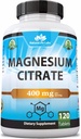 Magnesium Citrate 400 mg per servering - 120 tabletter, Vegan, non- GMO