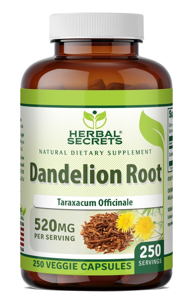 Herbal Secrets Mælkebøtte Root 520 mg Veggie Kapsler Supplement 124; Non- GROMLE 124; Gluten Free
