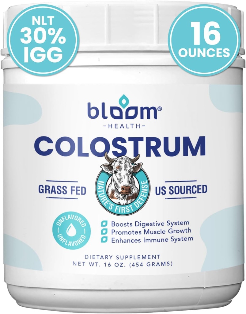 Grass Fed Colostrum Powder - Garanteret 30% IgG ttesmå 124; Promoes fordøjelsessystem, Muscle Health, og Enhance immunsystem ttesmå 124; Unflavored, Non- GMO og Gluten Free ttesmå 124; 16 OZ 454 gm Sourced fra USA