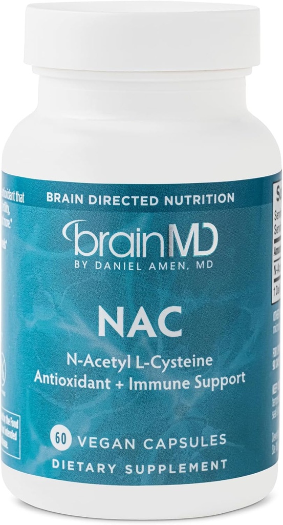 BRAINMD NAC - 60 Veganske kapsler - Antioxidant + immunstøtte - Gluten Free - 60 Servere