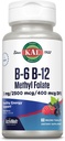 KAL Vitamin B-6 B-12 Methyl Folate ActivMelt, Vitamin B Supplement, Heart Health, Energy and Red Blood Cell Support with Methyl B12 and DFE Folic Acid, Natural Berry Flavor, 60 Servings, 60 Micro Tabs