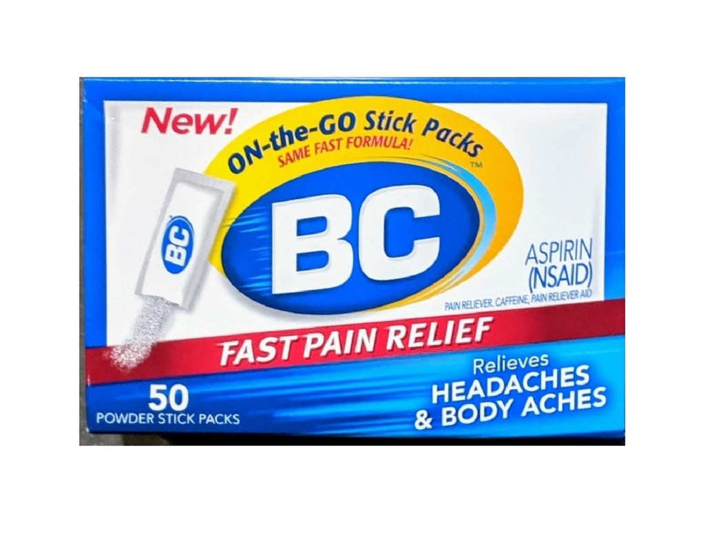 BC Smerte Relief Powder Sticks, 50 Sticks Per Pack (3 pakker)