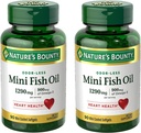 Nature 's Bounty Mini Fish Oil Softgels 1290 mg, Omega-3, Supports Heart Health, Odor- Mindre, 90 Mini Coated Softgels - Pack of 2