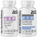 Unge & Tonic kvinder Vandvægttab piller til Hormonal ændringer og fluid retention under PMS, menopause - Hævelse, Bloating & Hormone Balance - 120 kapsler