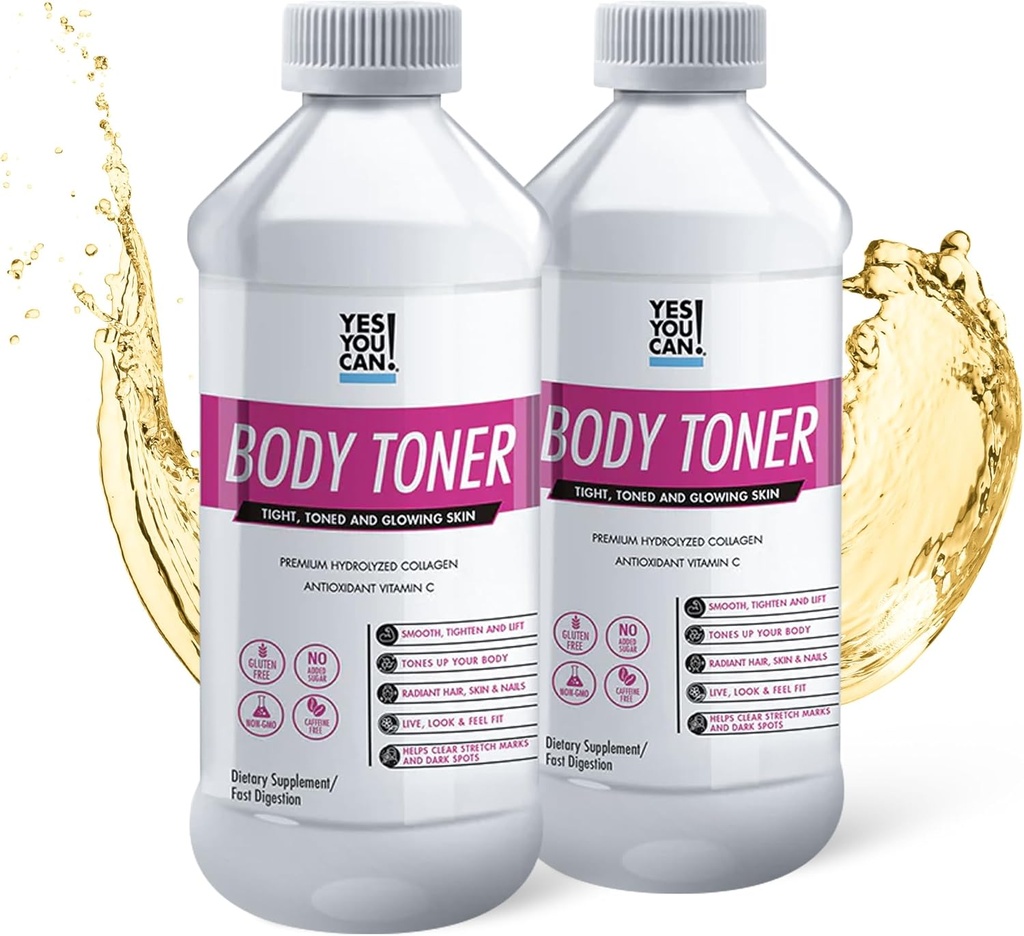 Ja, du kan! Premium Hydrolyzed Collagen, Kosttilskud til fremme af sundt hår, hud og negle - Krop toning, C-vitamin og collagen peptider, 16 Server- 2 Pack