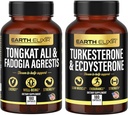 Earth Elixir Fadogia Agrestis 600 mg og Tongkat Ali 500mg + Turkesterone1000mg og Ecdysterone 1000mg Supplements (180 kapsler) Bundle