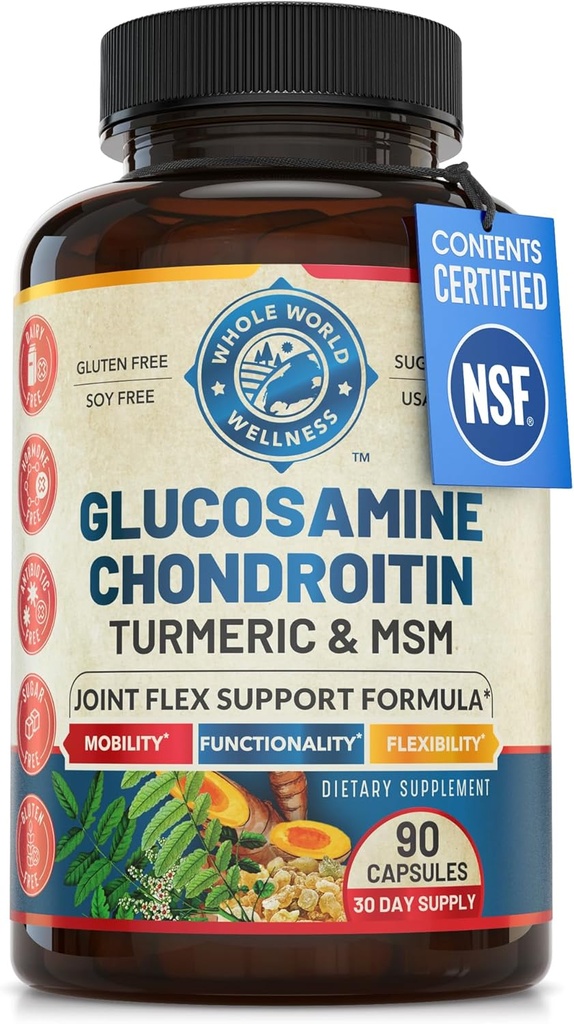 Advanced Joint Support Supplement med Glucosamin Chondroitin MSM Turmerisk Boswelia. Understøtter Inflammatorisk Response, discomfort Relief for Knees hænder tilbage & Joints. NSF Certified, USA Made. 90 Greve