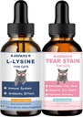 Lysin til Katte & Tear Stain Remover - Støtte Normal Visual Function, Tear Stain Elimination, Cold Relief - Kat Luftveje og Øjeninfektion Behandling for Runny Næse og Watery øjne