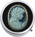 NewCharms Black and White Cameo Medicine 3- Segment Pill Box