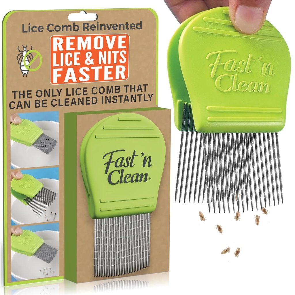 Fast 'n Clean - Lice Comb Genopfundet - The Self Cleaning Lice Comb